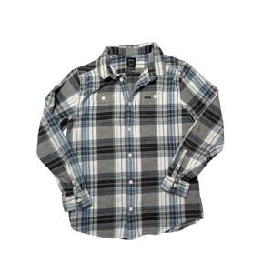 RVCA Button Up Long sleeve Flannel, size, L, Regular Fit, Blue & Gray Plaid